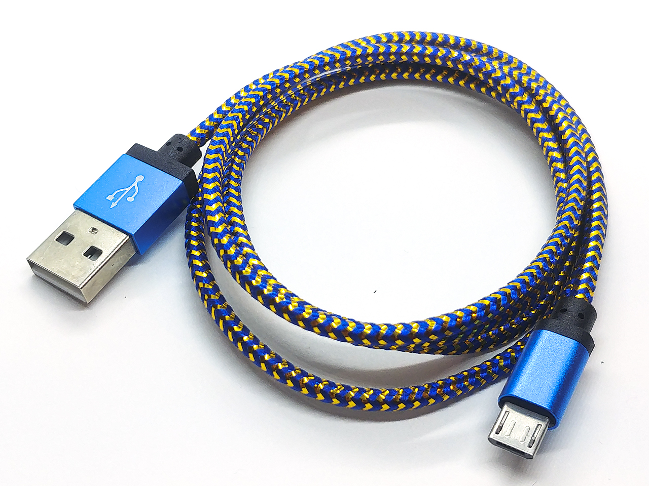 Kabel micro USB kolorowy niebiesko złoty